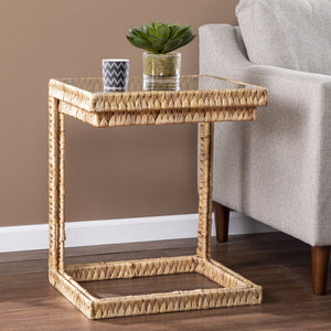 Safavieh Ismaya Handwoven Water Hyacinth Nesting C Tables With Tempered Glass Tops For Coastal Living OC1084606