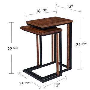 Safavieh Sabanti Rubberwood And Iron Nesting C Table Set For Living Room Sofa Side Use OC1092104