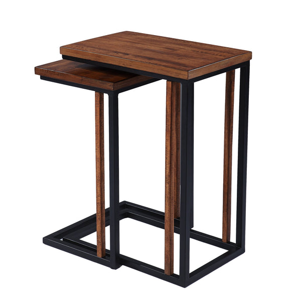 Safavieh Sabanti Rubberwood And Iron Nesting C Table Set For Living Room Sofa Side Use OC1092104