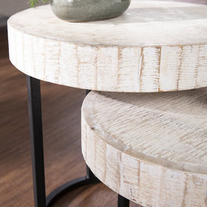 Safavieh Kennerly Mango Wood Nesting Tables Rustic Farmhouse Accent Set For Any Room OC1097004