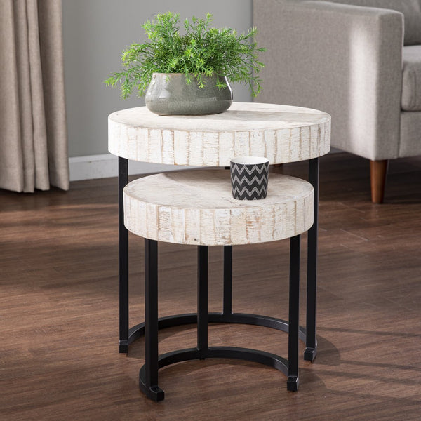 Safavieh Kennerly Mango Wood Nesting Tables Rustic Farmhouse Accent Set For Any Room OC1097004