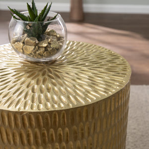 Safavieh Doylin Handcrafted Mango Wood Round Side Table With Brass Cladding For Modern Interiors OC1097506