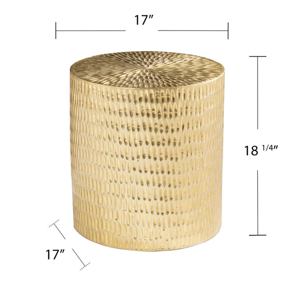 Safavieh Doylin Handcrafted Mango Wood Round Side Table With Brass Cladding For Modern Interiors OC1097506