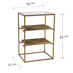 Safavieh Penketh Three Tier Tempered Glass End Table With Iron Frame And Brass Shelf Accents OC1098206