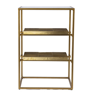 Safavieh Penketh Three Tier Tempered Glass End Table With Iron Frame And Brass Shelf Accents OC1098206