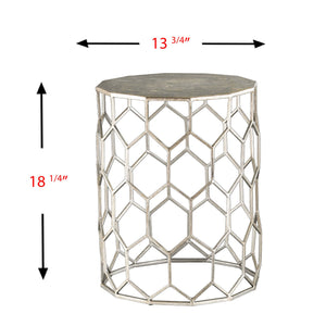 Safavieh Clarissa Geometric Metal Side Table With Honeycomb Frame And Hidden Storage Compartment OC1504
