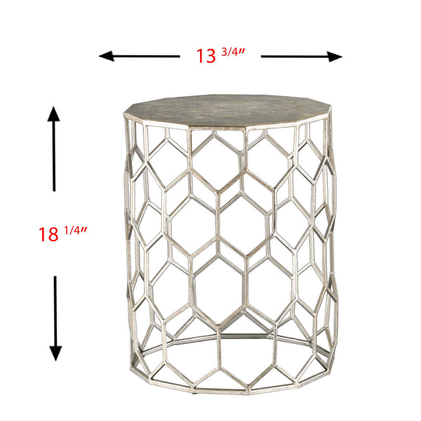 Safavieh Clarissa Geometric Metal Side Table With Honeycomb Frame And Hidden Storage Compartment OC1504
