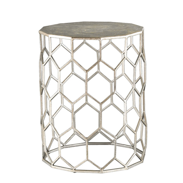 Safavieh Clarissa Geometric Metal Side Table With Honeycomb Frame And Hidden Storage Compartment OC1504