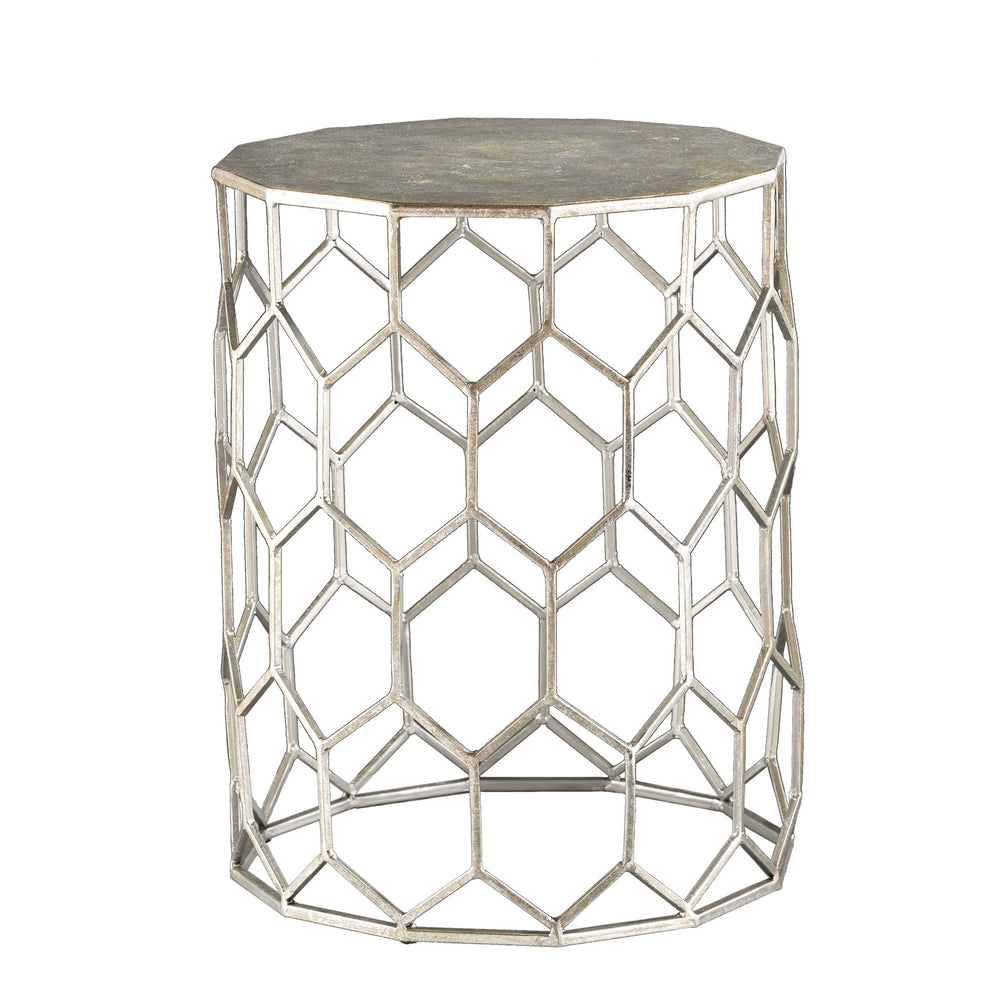 Safavieh Clarissa Geometric Metal Side Table With Honeycomb Frame And Hidden Storage Compartment OC1504