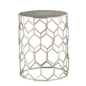 Safavieh Clarissa Geometric Metal Side Table With Honeycomb Frame And Hidden Storage Compartment OC1504