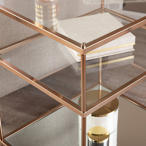 Safavieh Knox Tiered Accent Table With Tempered Glass Shelves And Mirrored Base For Glam Interiors OC2204