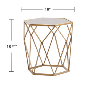 Safavieh Joelle Gold Metal Geometric Accent Table With Antique Mirrored Top For Modern Interiors OC2320