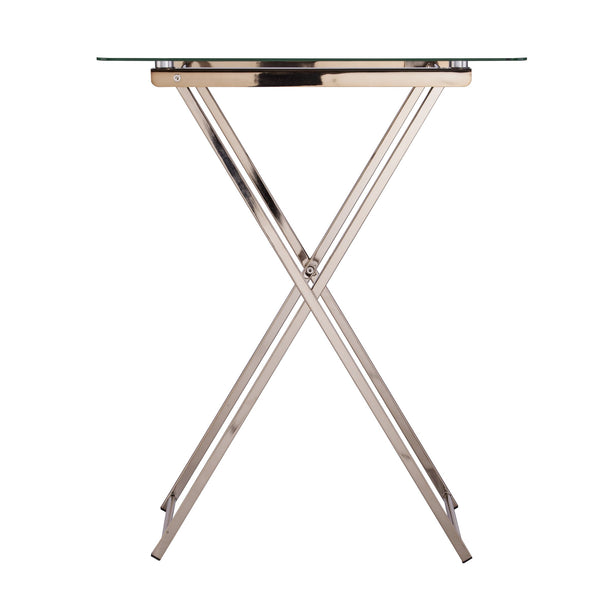 Safavieh Meridino Art Deco Folding Tray Table Tempered Glass Top Iron Frame Living Room Side OC2681