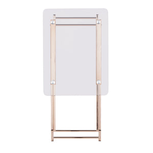 Safavieh Meridino Art Deco Folding Tray Table Tempered Glass Top Iron Frame Living Room Side OC2681