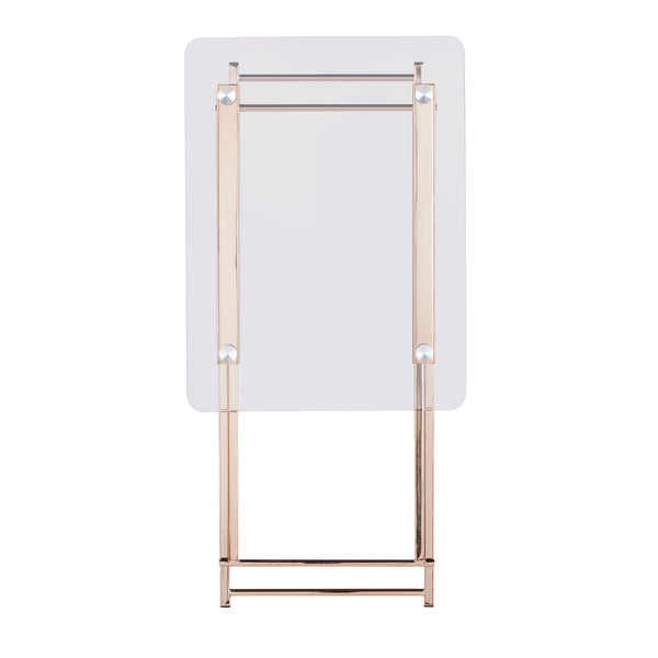 Safavieh Meridino Art Deco Folding Tray Table Tempered Glass Top Iron Frame Living Room Side OC2681