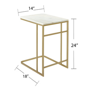Safavieh Fallon Natural Marble C Table With Gold Iron Frame For Glam Living Room Accent Use OC9837