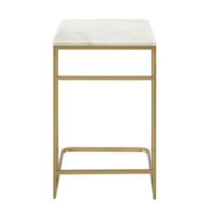 Safavieh Fallon Natural Marble C Table With Gold Iron Frame For Glam Living Room Accent Use OC9837