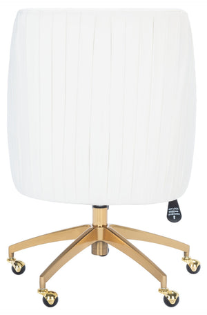 Safavieh Kaisley Puckered Velvet Office Chair - Elegant Cream Upholstery With Gold Base For Stylish Comfort OCH1300A