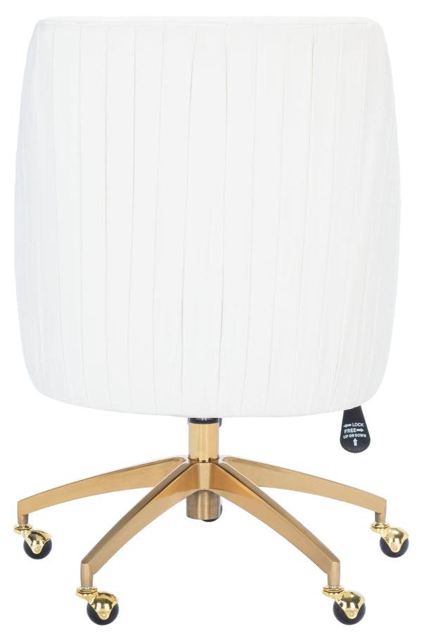 Safavieh Kaisley Puckered Velvet Office Chair - Elegant Cream Upholstery With Gold Base For Stylish Comfort OCH1300A