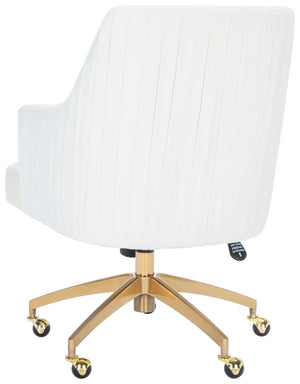 Safavieh Kaisley Puckered Velvet Office Chair - Elegant Cream Upholstery With Gold Base For Stylish Comfort OCH1300A