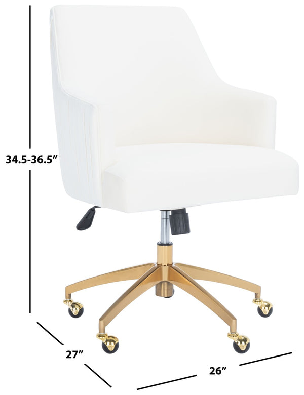 Safavieh Kaisley Puckered Velvet Office Chair - Elegant Cream Upholstery With Gold Base For Stylish Comfort OCH1300A