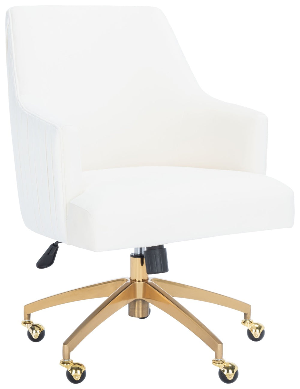 Safavieh Kaisley Puckered Velvet Office Chair - Elegant Cream Upholstery With Gold Base For Stylish Comfort OCH1300A