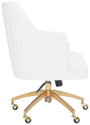 Safavieh Kaisley Puckered Velvet Office Chair - Elegant Cream Upholstery With Gold Base For Stylish Comfort OCH1300A
