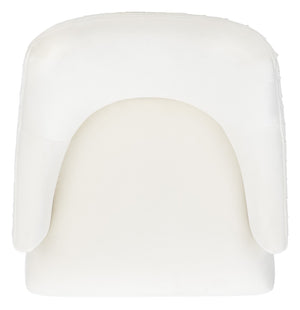Safavieh Kaisley Elegant Cream Velvet Office Chair With Knife-Edge Pleating And Silver Base For Modern Style OCH1300B