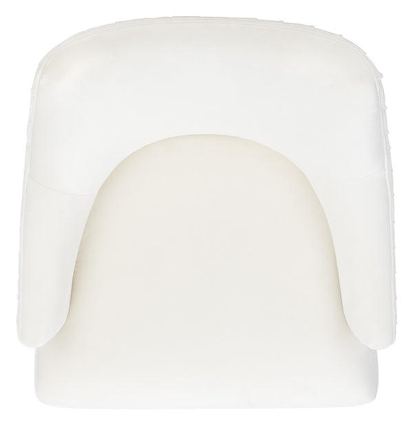 Safavieh Kaisley Elegant Cream Velvet Office Chair With Knife-Edge Pleating And Silver Base For Modern Style OCH1300B