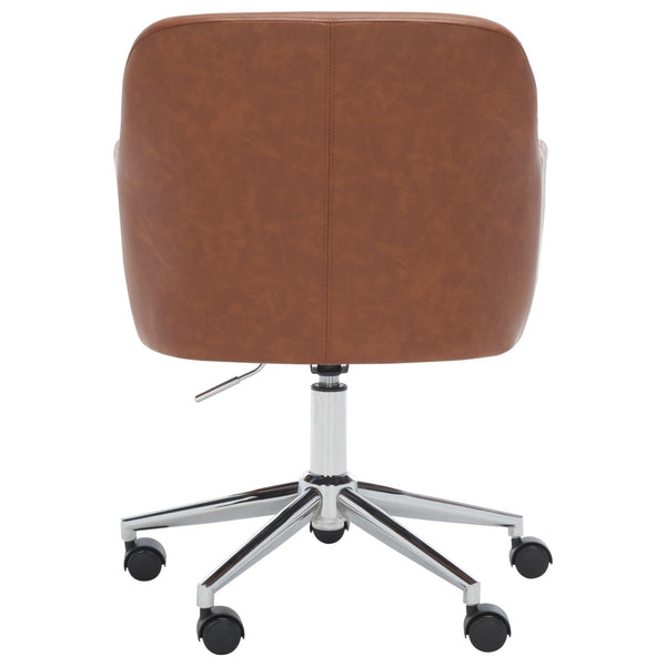 Safavieh Kains Swivel Office Chair - Modern Ergonomic Design With Soft Upholstery For Ultimate Comfort And Style Cognac / Chrome OCH2000B
