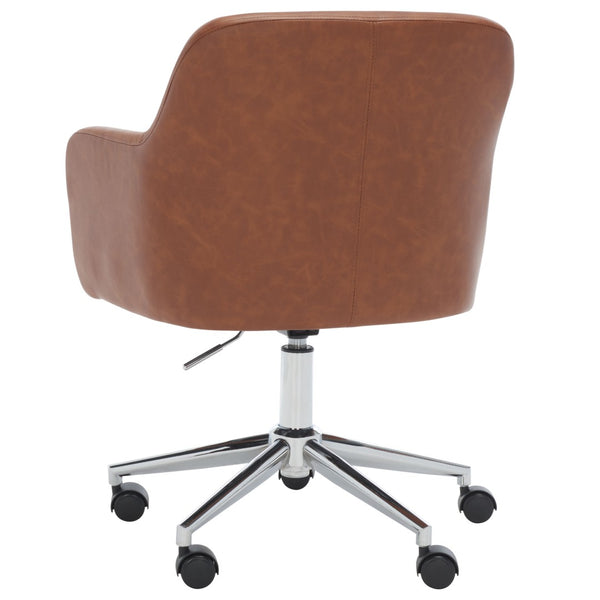 Safavieh Kains Swivel Office Chair - Modern Ergonomic Design With Soft Upholstery For Ultimate Comfort And Style Cognac / Chrome OCH2000B