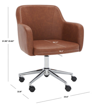 Safavieh Kains Swivel Office Chair - Modern Ergonomic Design With Soft Upholstery For Ultimate Comfort And Style Cognac / Chrome OCH2000B