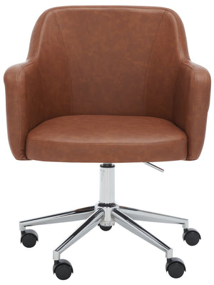 Safavieh Kains Swivel Office Chair - Modern Ergonomic Design With Soft Upholstery For Ultimate Comfort And Style Cognac / Chrome OCH2000B