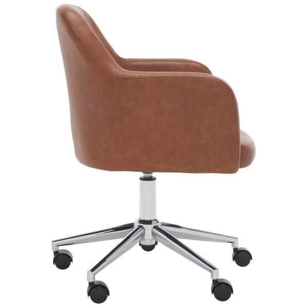 Safavieh Kains Swivel Office Chair - Modern Ergonomic Design With Soft Upholstery For Ultimate Comfort And Style Cognac / Chrome OCH2000B