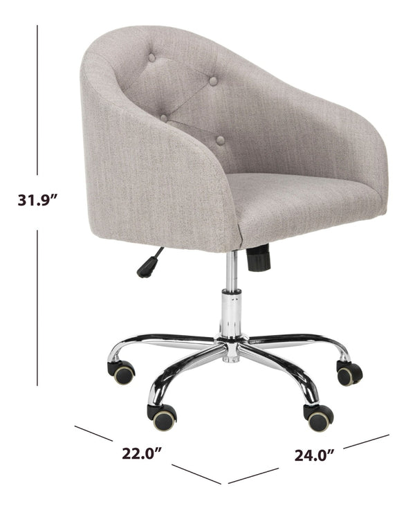 Safavieh Amy Tufted Grey Linen Swivel Office Chair With Chrome Legs – Modern Comfort For Home Workspaces OCH4500A