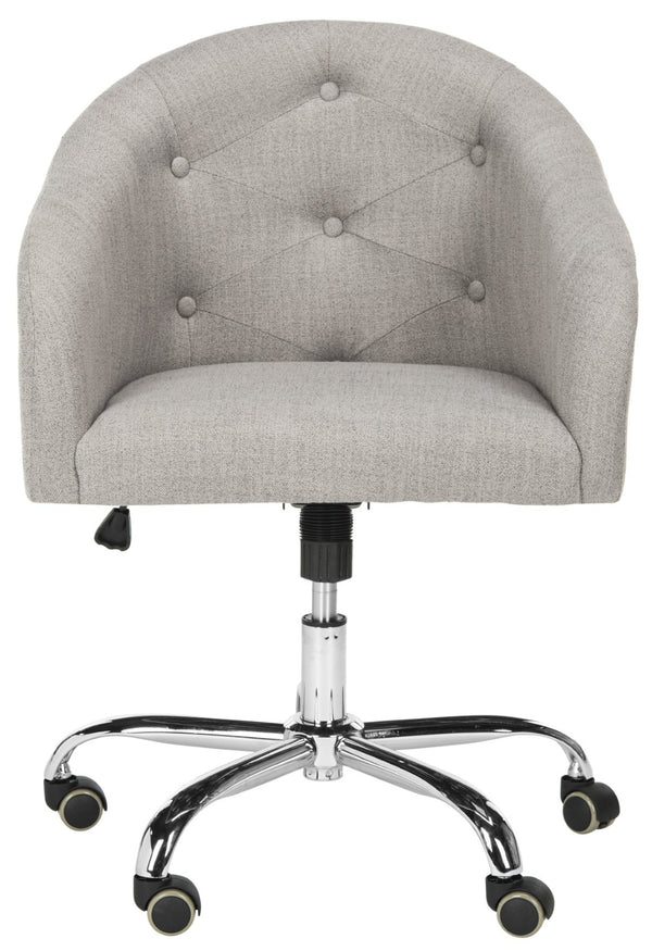 Safavieh Amy Tufted Grey Linen Swivel Office Chair With Chrome Legs – Modern Comfort For Home Workspaces OCH4500A