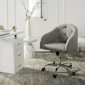 Safavieh Amy Tufted Grey Linen Swivel Office Chair With Chrome Legs – Modern Comfort For Home Workspaces OCH4500A