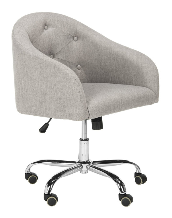 Safavieh Amy Tufted Grey Linen Swivel Office Chair With Chrome Legs – Modern Comfort For Home Workspaces OCH4500A