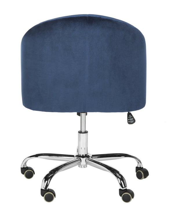 Safavieh Amy Navy Velvet Swivel Office Chair With Chrome Legs - Modern Belgian Design For Stylish Comfort OCH4500B