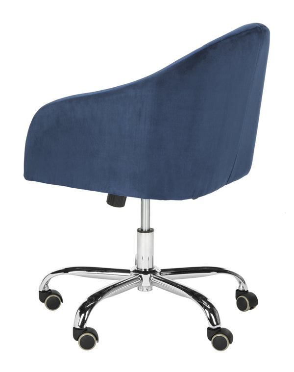 Safavieh Amy Navy Velvet Swivel Office Chair With Chrome Legs - Modern Belgian Design For Stylish Comfort OCH4500B