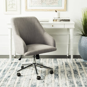 Safavieh Adrienne Linen Swivel Office Chair - Stylish Comfort With Modern Legs For Your Home Workspace Upgrade Grey / Chrome OCH4501A