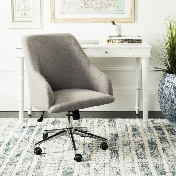 Safavieh Adrienne Linen Swivel Office Chair - Stylish Comfort With Modern Legs For Your Home Workspace Upgrade Grey / Chrome OCH4501A