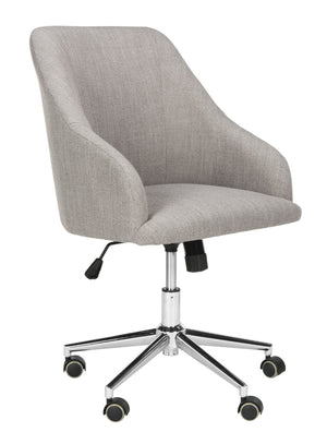 Safavieh Adrienne Linen Swivel Office Chair - Stylish Comfort With Modern Legs For Your Home Workspace Upgrade Grey / Chrome OCH4501A