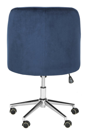 Safavieh Adrienne Linen Swivel Office Chair - Stylish Comfort With Modern Legs For Your Home Workspace Upgrade Navy / Chrome OCH4501B