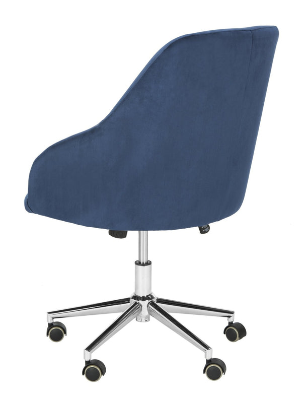 Safavieh Adrienne Linen Swivel Office Chair - Stylish Comfort With Modern Legs For Your Home Workspace Upgrade Navy / Chrome OCH4501B