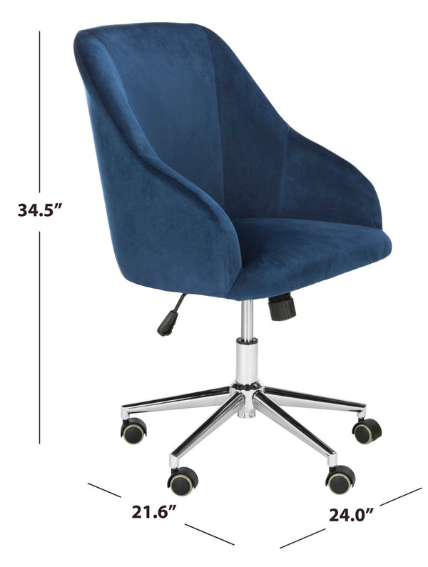 Safavieh Adrienne Linen Swivel Office Chair - Stylish Comfort With Modern Legs For Your Home Workspace Upgrade Navy / Chrome OCH4501B