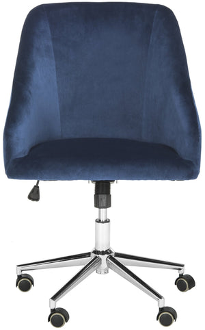 Safavieh Adrienne Linen Swivel Office Chair - Stylish Comfort With Modern Legs For Your Home Workspace Upgrade Navy / Chrome OCH4501B