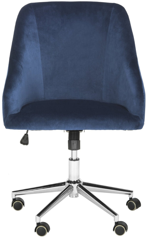 Safavieh Adrienne Linen Swivel Office Chair - Stylish Comfort With Modern Legs For Your Home Workspace Upgrade Navy / Chrome OCH4501B