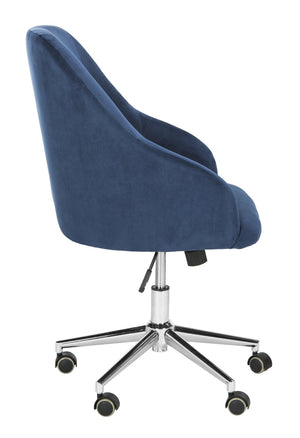 Safavieh Adrienne Linen Swivel Office Chair - Stylish Comfort With Modern Legs For Your Home Workspace Upgrade Navy / Chrome OCH4501B