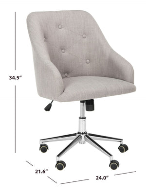 Safavieh Evelynn Stylish Tufted Velvet Swivel Office Chair With Sleek Chrome Legs For Modern Workspaces Grey / Chrome OCH4502A
